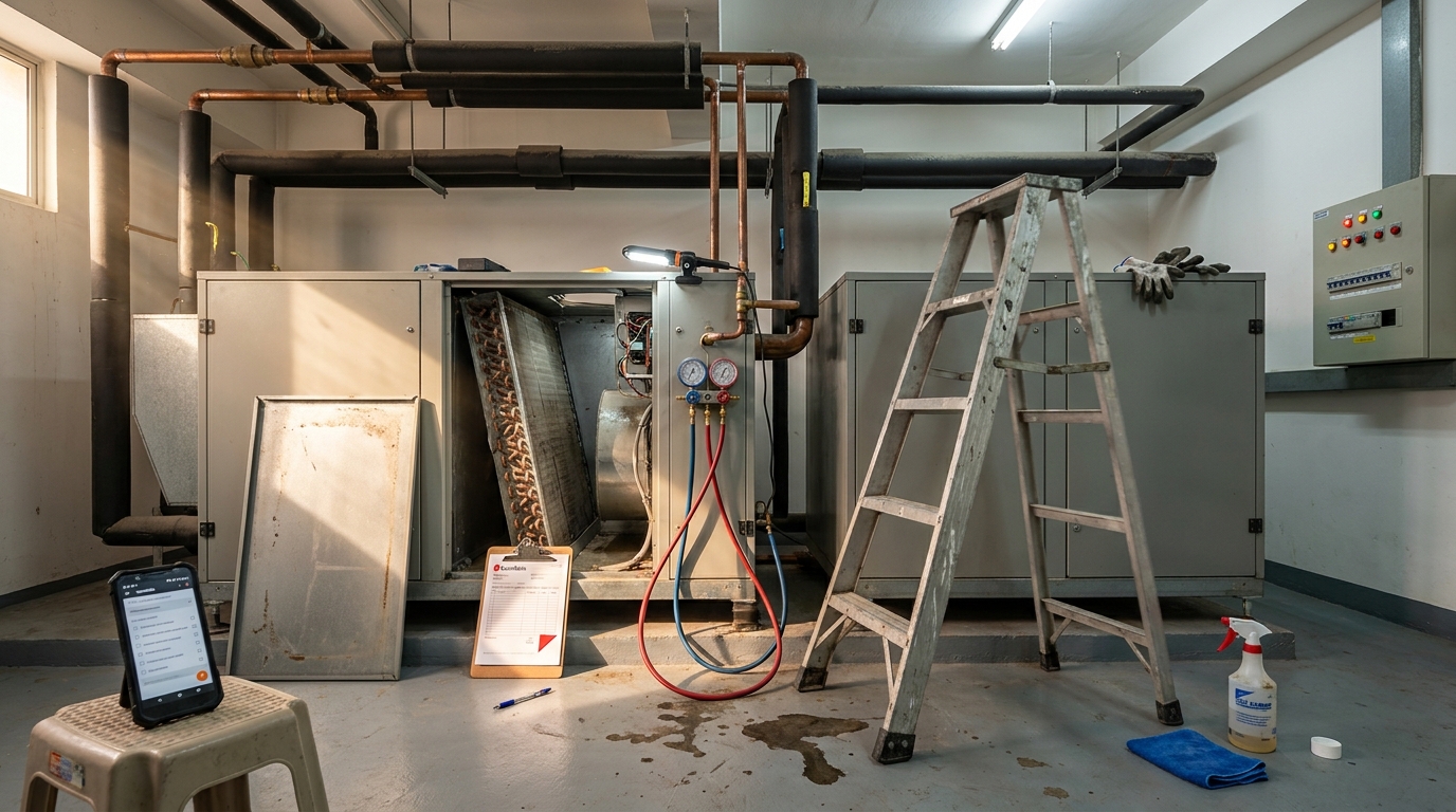 Working commercial mechanical room with BeanRails dashboard